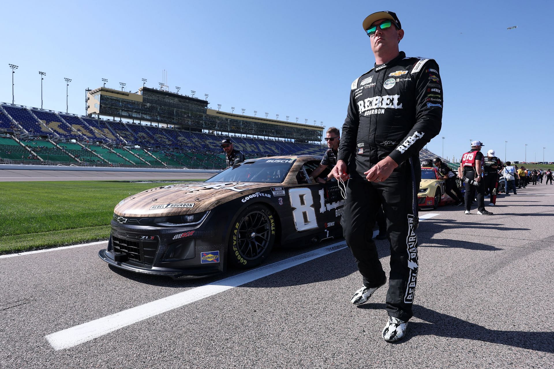 Kyle Busch during NASCAR Cup Series AdventHealth 400 qualifying at Kansas Speedway. Source: Getty
